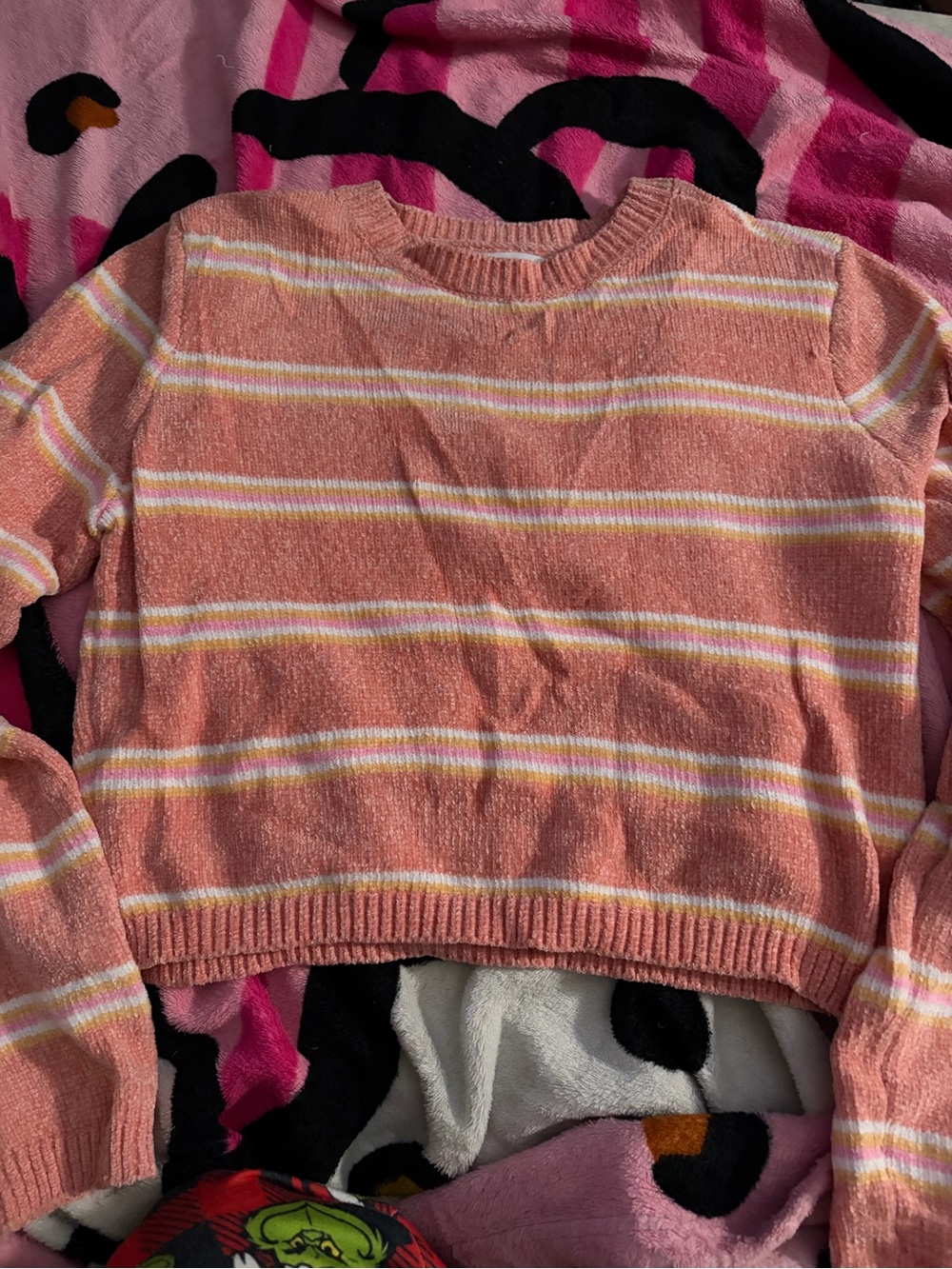 Colsie Peach Striped Knit Pullover